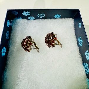 Genuine Garnet Silver Earrings